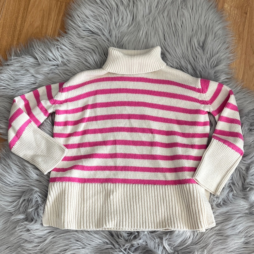 Girls Gap Turtleneck Pink/White Sweater